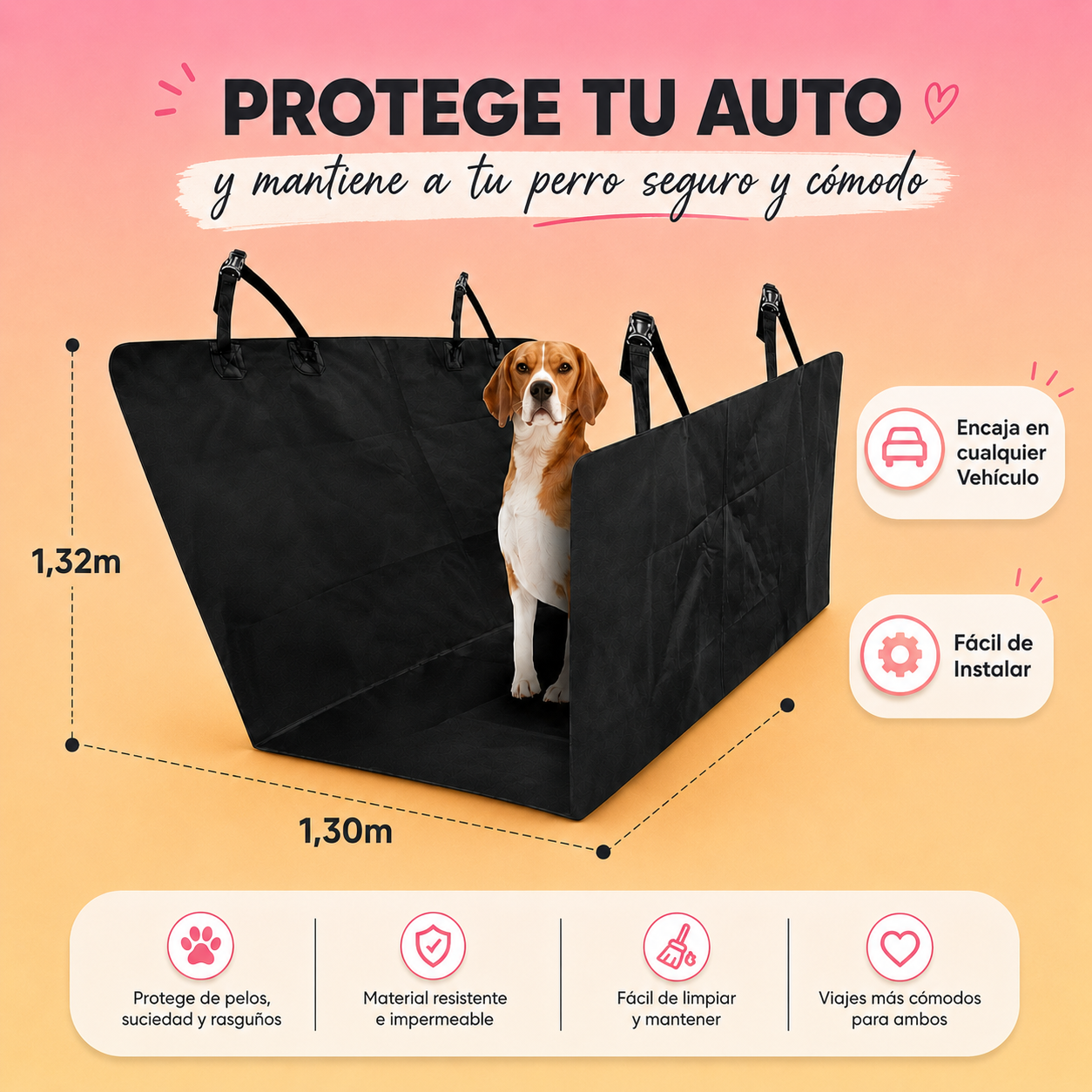 Funda cubre asiento de auto para mascota