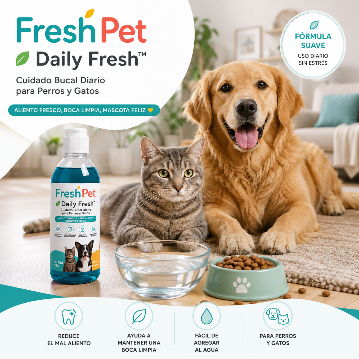 🌿 FreshPet Daily Fresh™  Cuidado Bucal Diario para Perros y Gatos