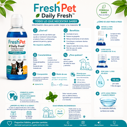 🌿 FreshPet Daily Fresh™  Cuidado Bucal Diario para Perros y Gatos