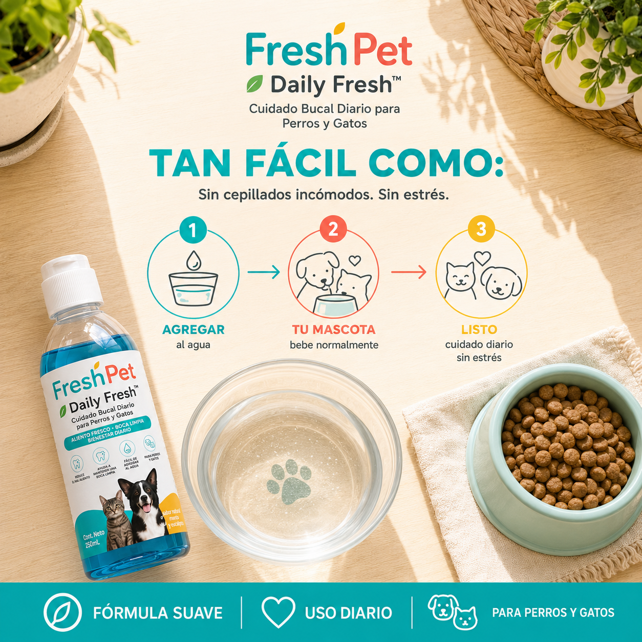 🌿 FreshPet Daily Fresh™  Cuidado Bucal Diario para Perros y Gatos