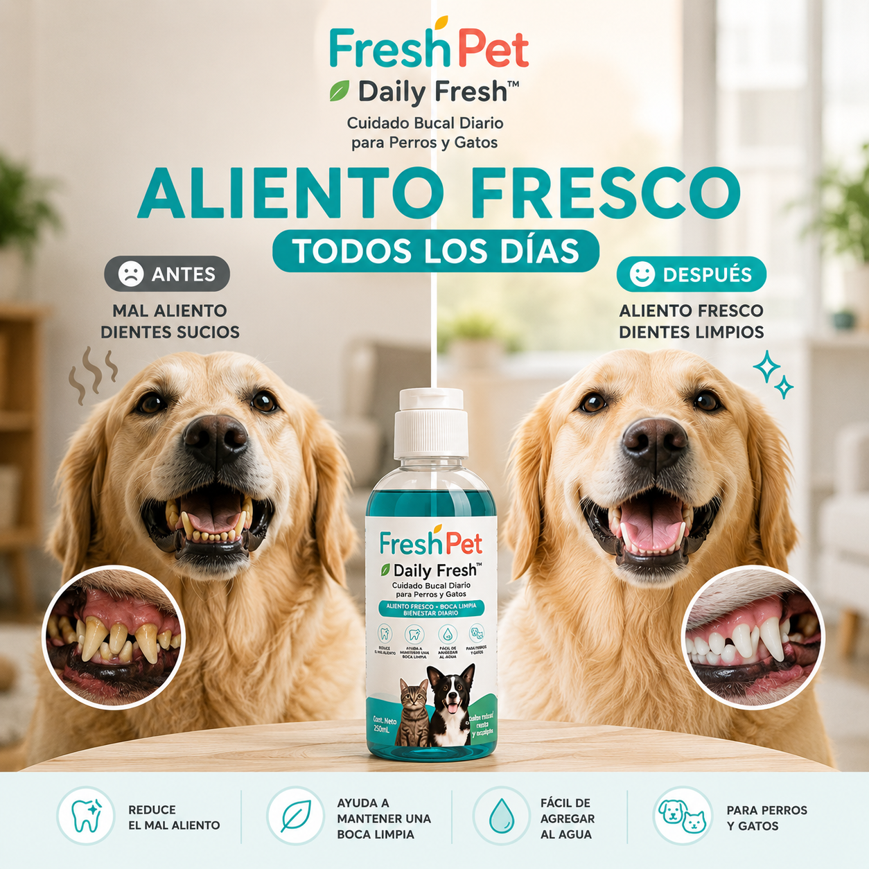🌿 FreshPet Daily Fresh™  Cuidado Bucal Diario para Perros y Gatos