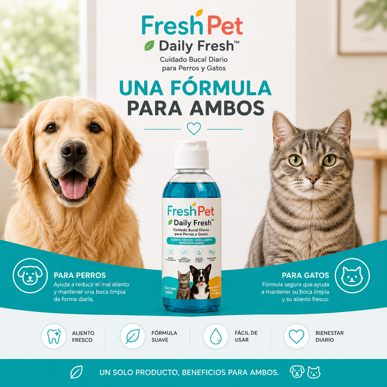 🌿 FreshPet Daily Fresh™  Cuidado Bucal Diario para Perros y Gatos